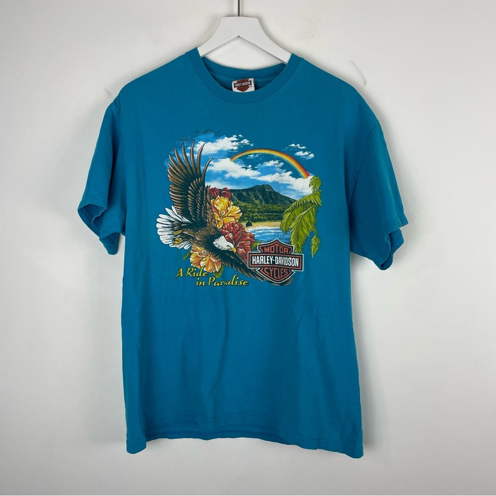 Pacific Honolulu Harley Davidson Motorcycles Sz L 42-44 T-Shirt Ride in Paradise